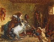 Eugene Delacroix Arab Horses Fighting in a Stable Germany oil painting artist